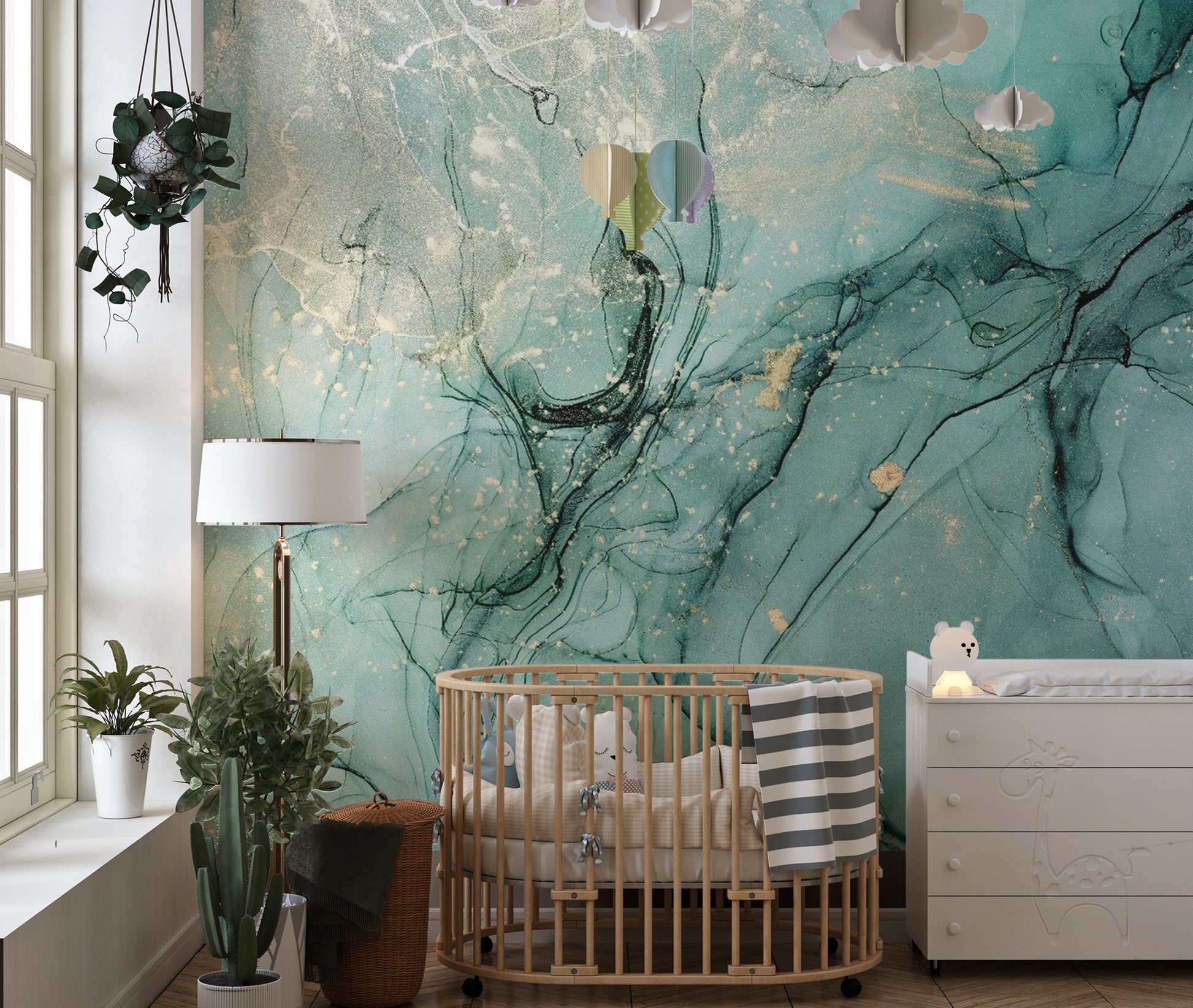 Teal and aqua ink pattern
