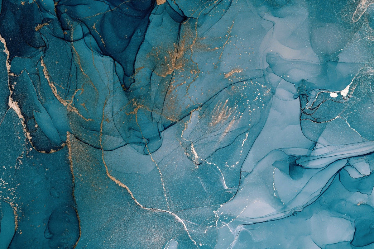 Alcohol Ink Art Blue Wall Mural in your room — zoomed