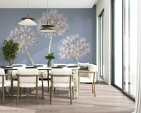 Three ethereal flower spheres, Allium Triplet peel and stick wallpaper.