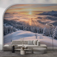 Nature snow wall mural alpine hills sunrise light