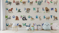 Fun and educational Alphabet Menagerie Wallpaper with animals.
