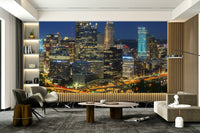 Easy-to-apply city skyline wall mural

