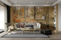 The mural gives a feeling of being in a quiet forest.

