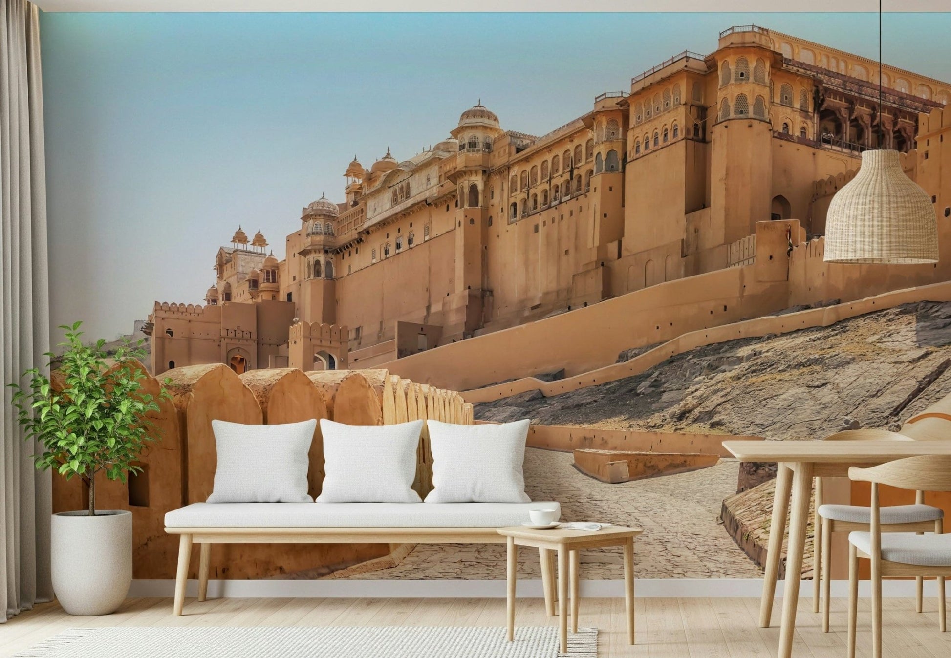 Regal Amber Fort Grandeur wallpaper, Indian heritage design.