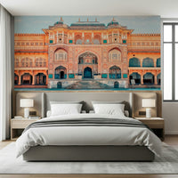 Incredible wall mural Amber Palace Majesty, colorful royal palace facade.
