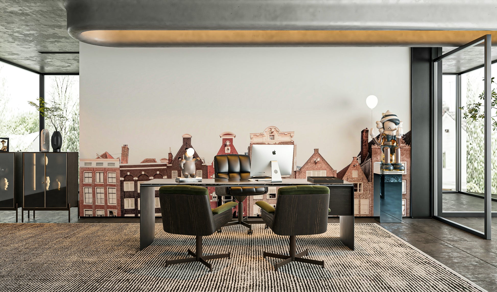 Architectural mural with iconic Dutch façades

