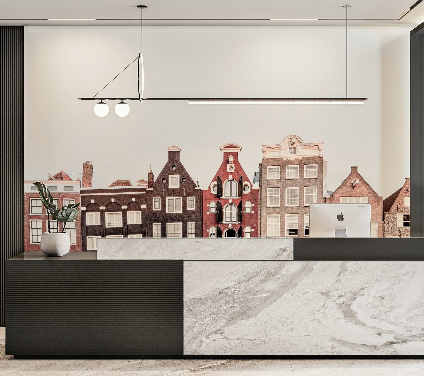 Historic Dutch houses mural along the waterfront

