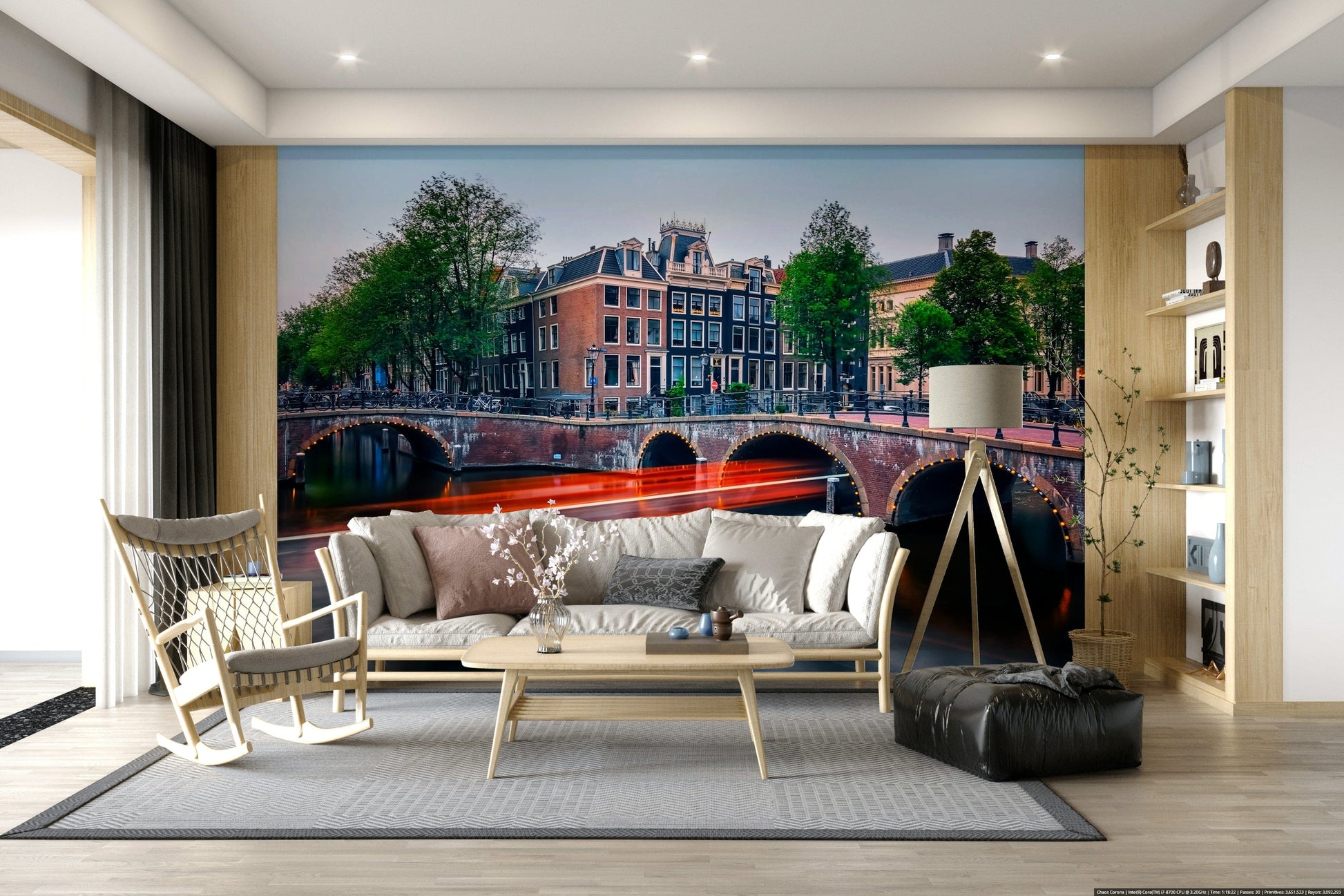City wallpaper wall mural inspired by Amsterdam evening lights