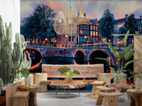 Soft twilight reflections on water, Amsterdam wall mural, multi wallpaper style