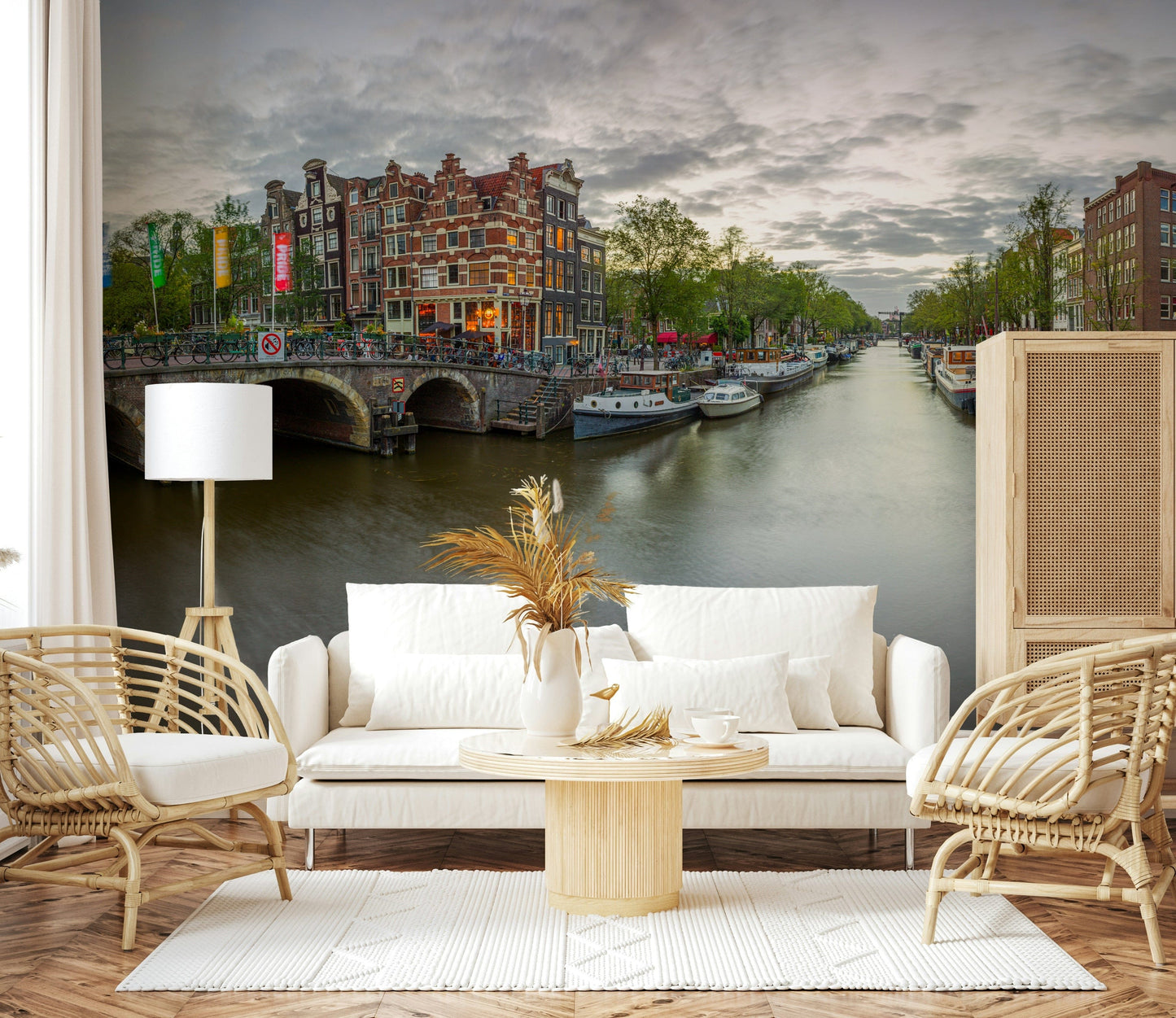 Panoramic wall mural Amsterdam Canal Charm old world charm design