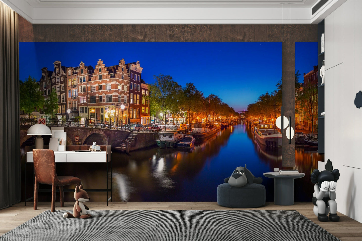 Amsterdam Night Canvas Wall Mural
