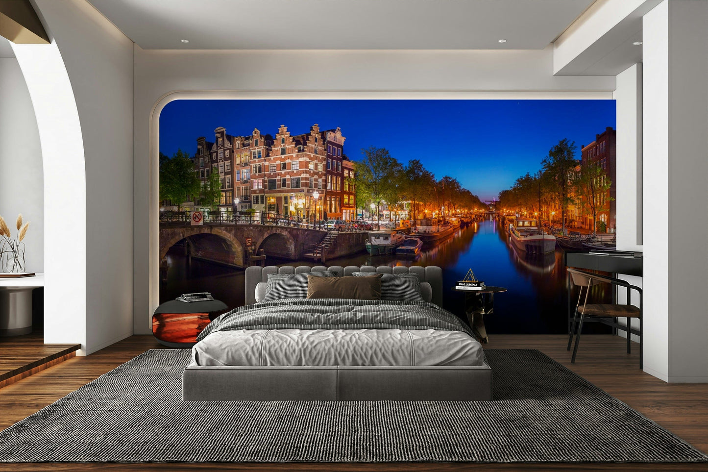 Amsterdam Night Canvas Wall Mural