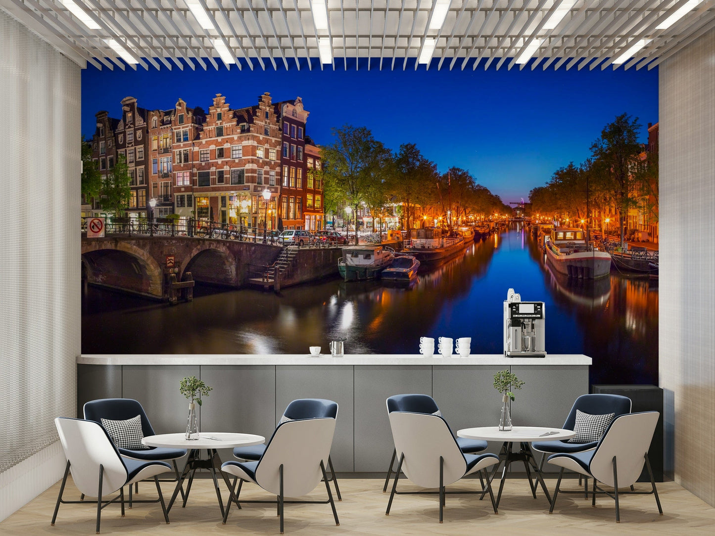 Amsterdam Night Canvas Wall Mural