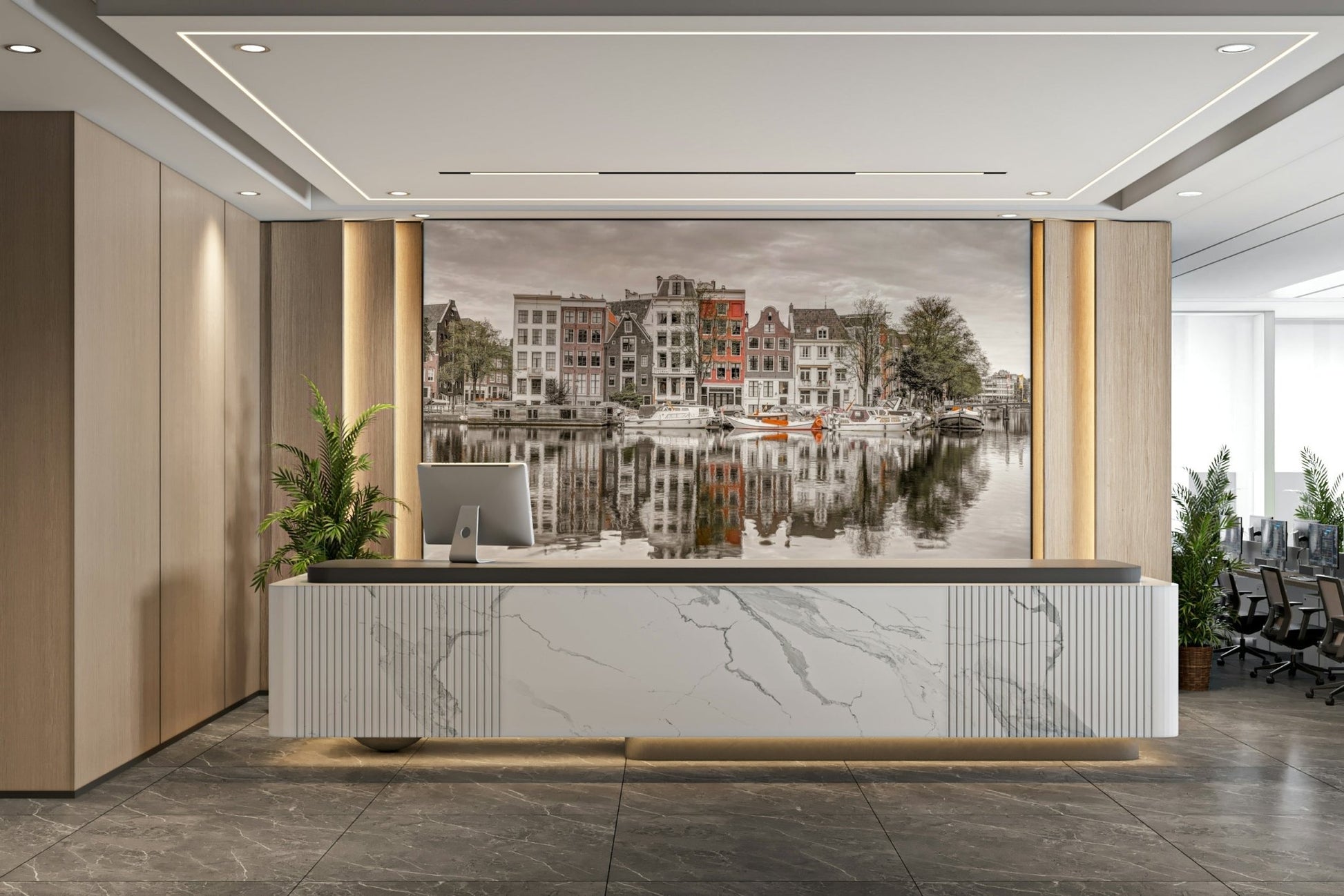 Distinctive narrow townhouses.

