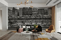 Classic Dutch buildings and canal wall mural wallpaper


