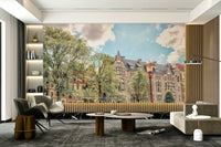 The mural gives a feeling of being in a classic European city.

