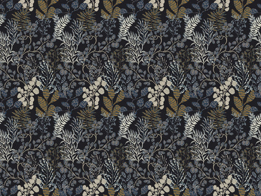 Midnight Botanical Gold Leaf Mural