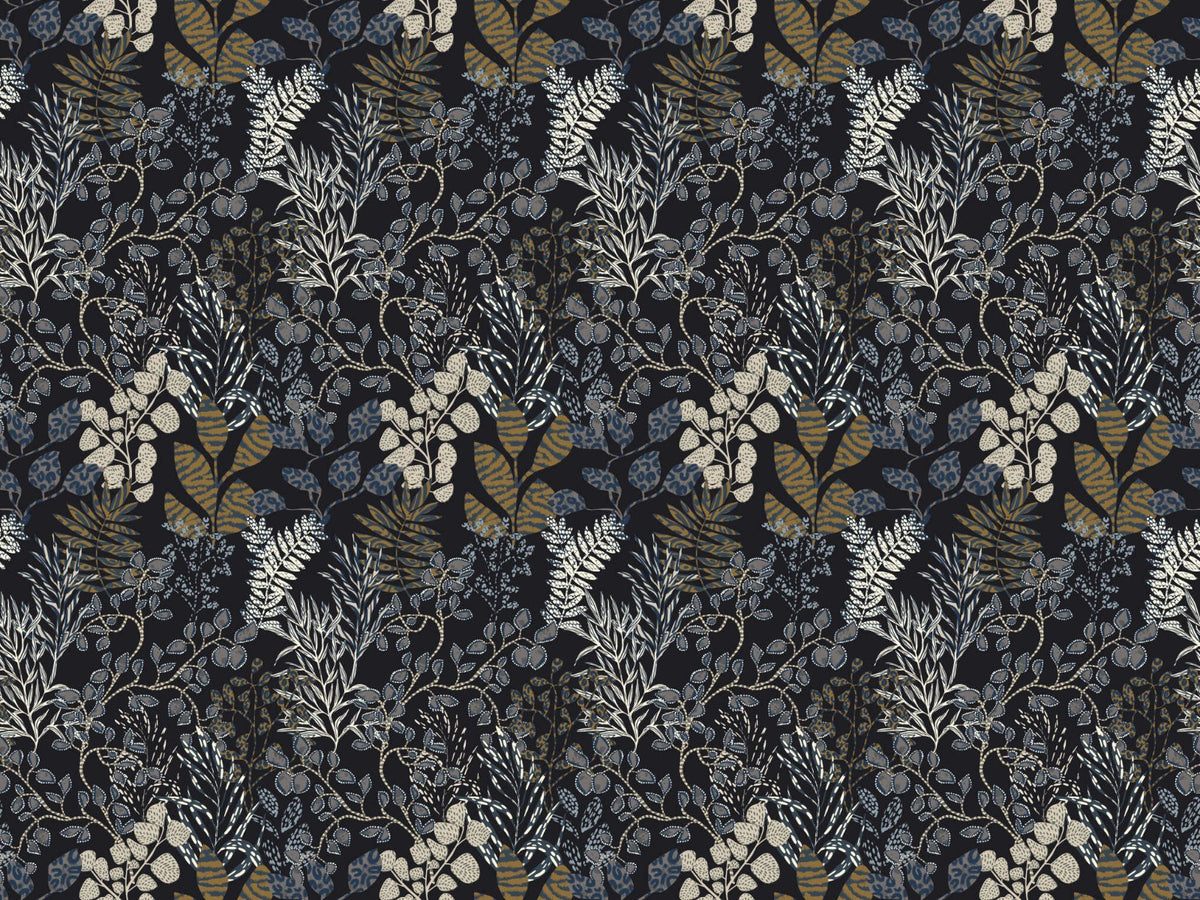 Midnight Botanical Gold Leaf Mural in your room