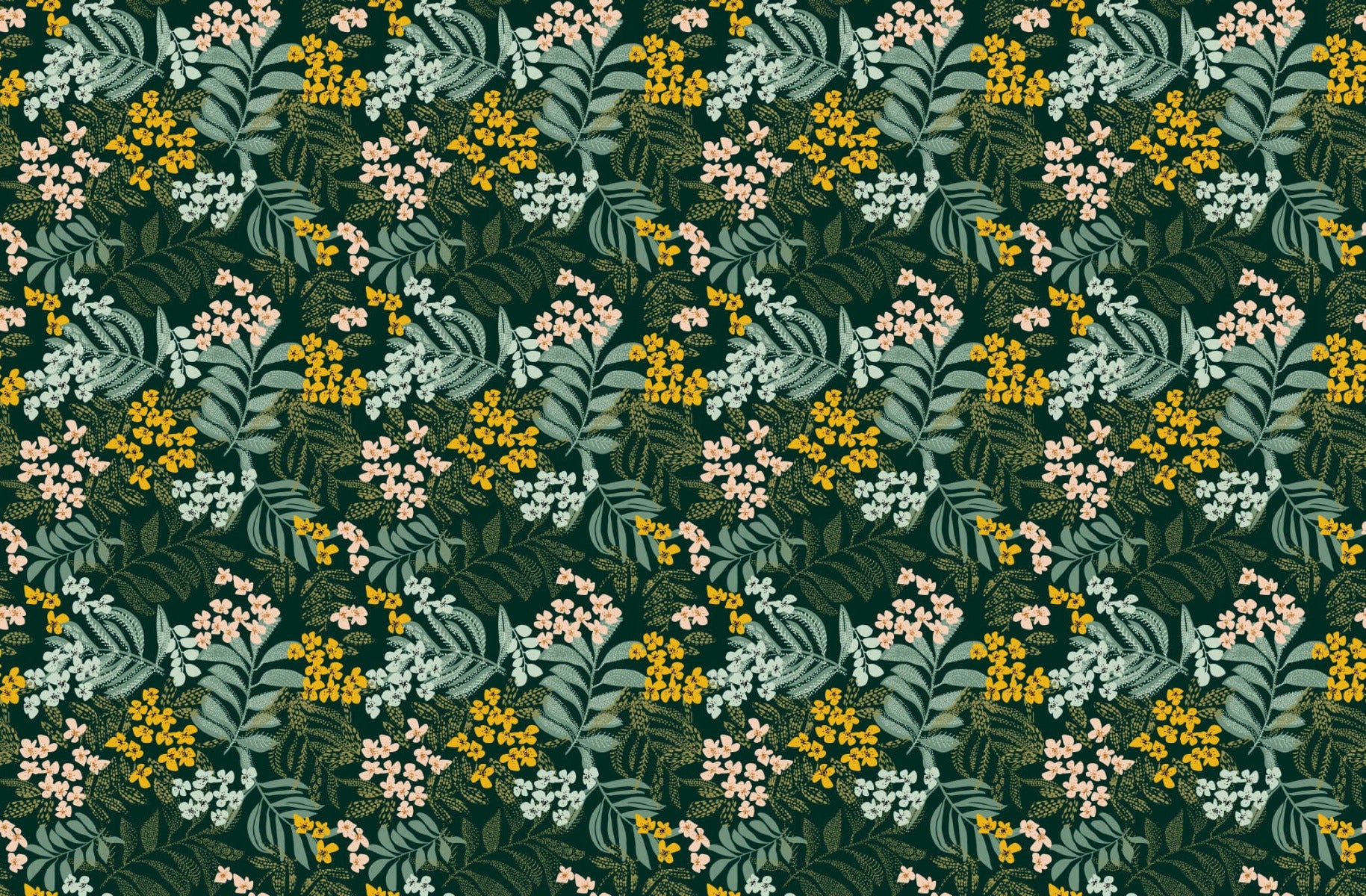 Whimsical Forest Flora Wallpaper in your room — zoomed