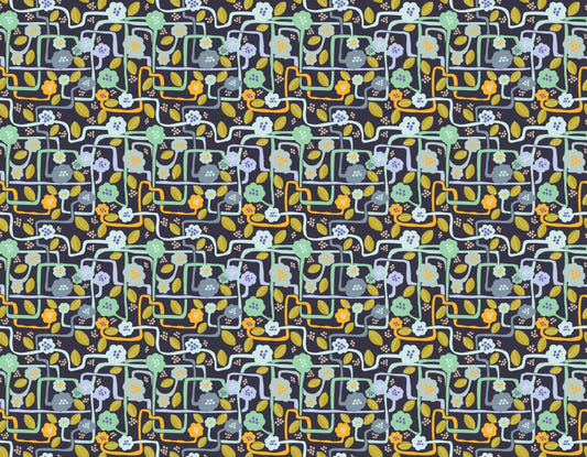 Botanical Nighttime Serenade Wallpaper
