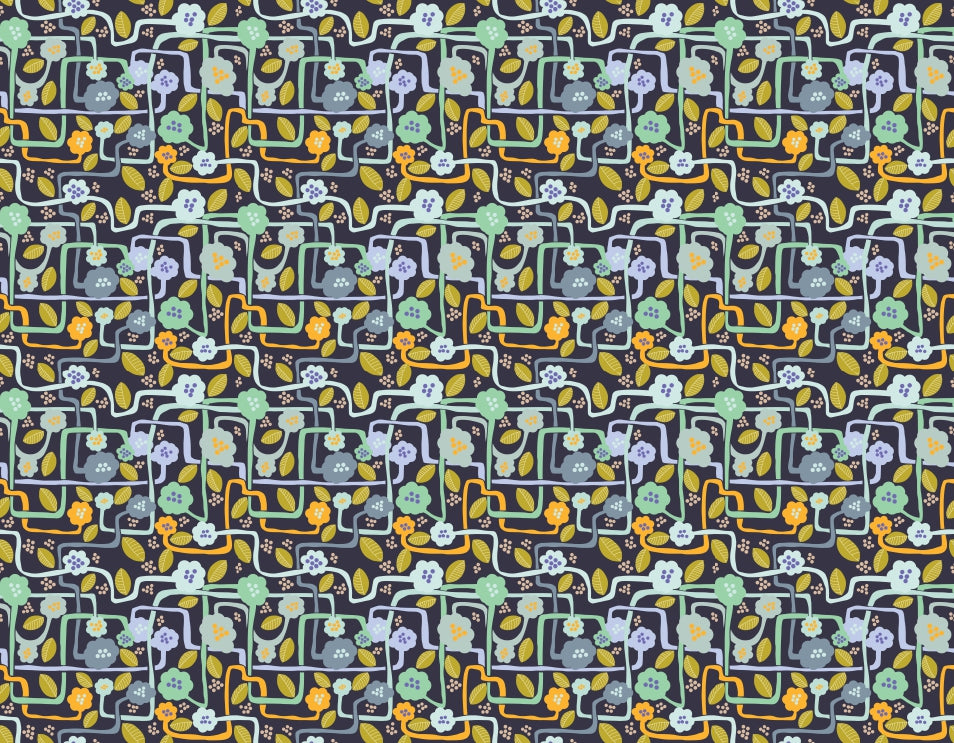 Botanical Nighttime Serenade Wallpaper