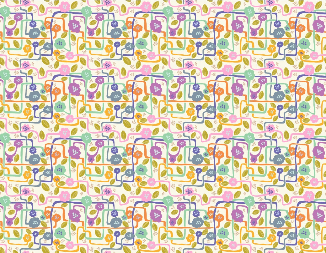 Blooming Whimsy Tapestry Wallpaper in your room — zoomed