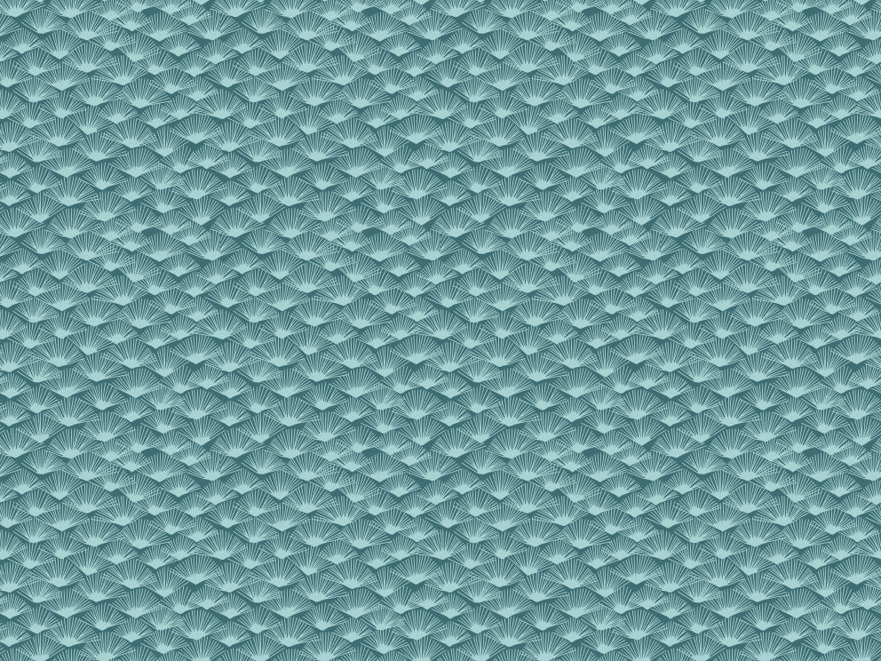 Tropical Teal Fanfare Wallpaper in your room — zoomed
