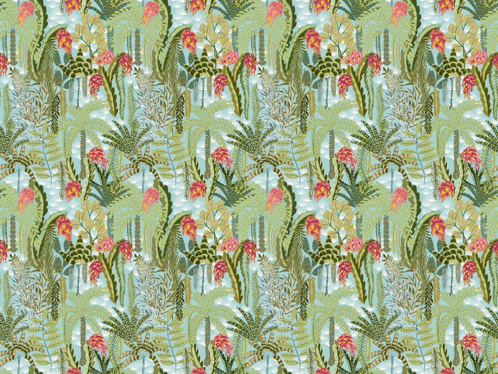 Exotic Mint Botanical Wallpaper in your room