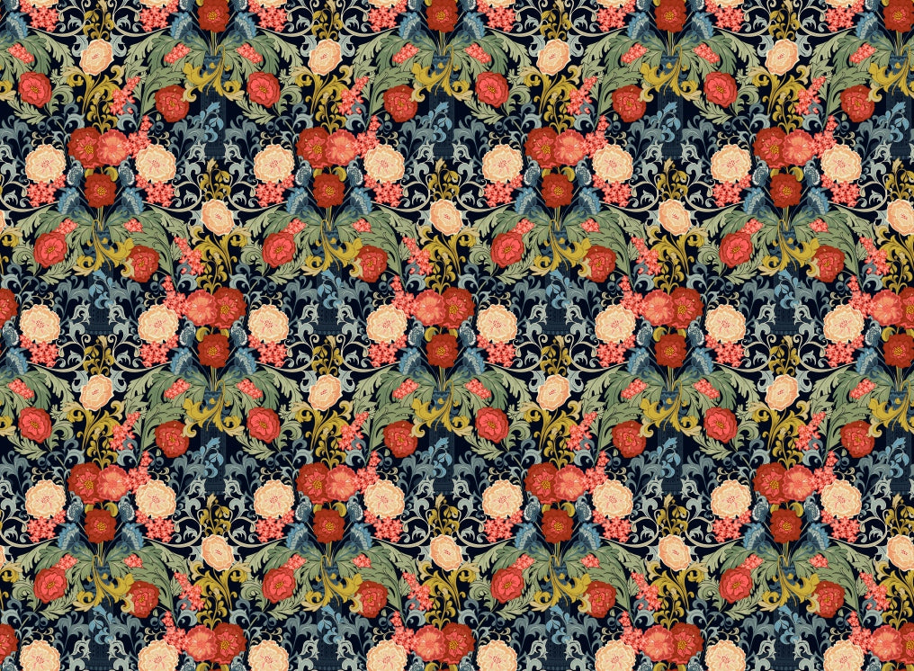 Baroque Rose Mosaic Wallpaper in your room — zoomed