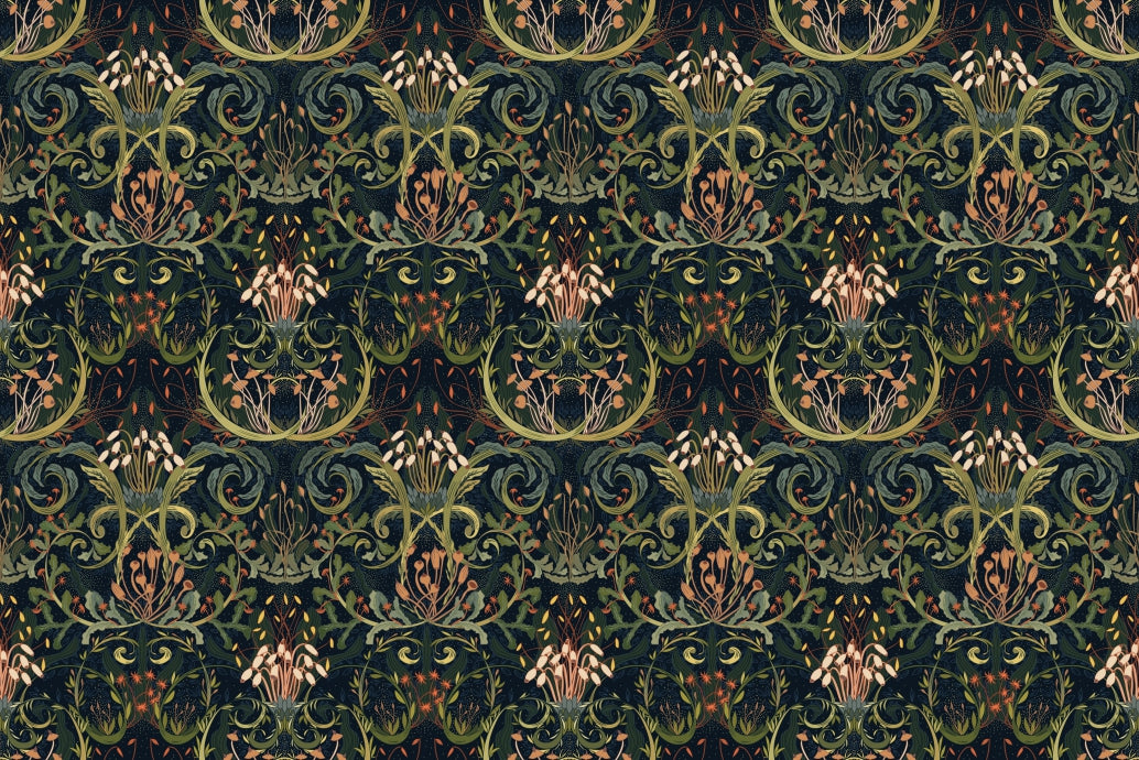 Whimsical Botanic Silk Wallpaper