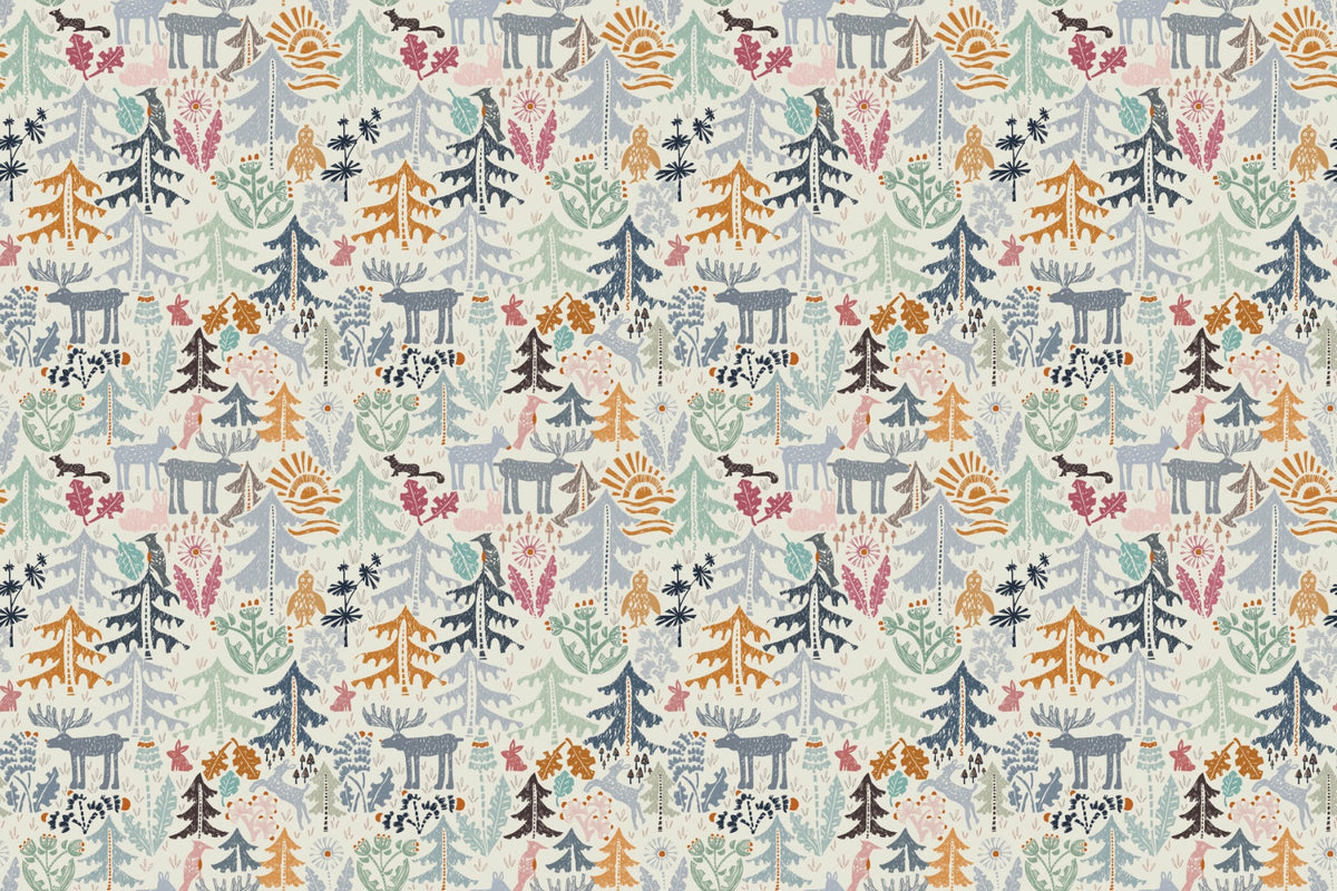 Whimsical Woodland Creatures Wallpaper in your room — zoomed