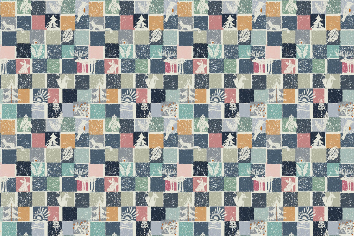 Forest Fauna Mosaic Wallpaper in your room — zoomed