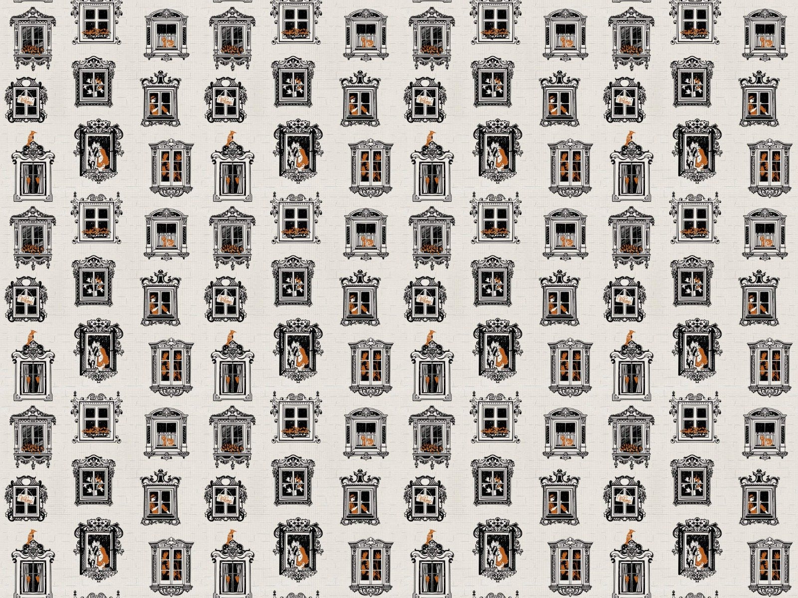 Charming feline-themed vintage wallpaper