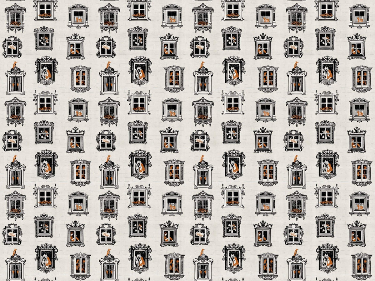 Charming feline-themed vintage wallpaper in your room — zoomed