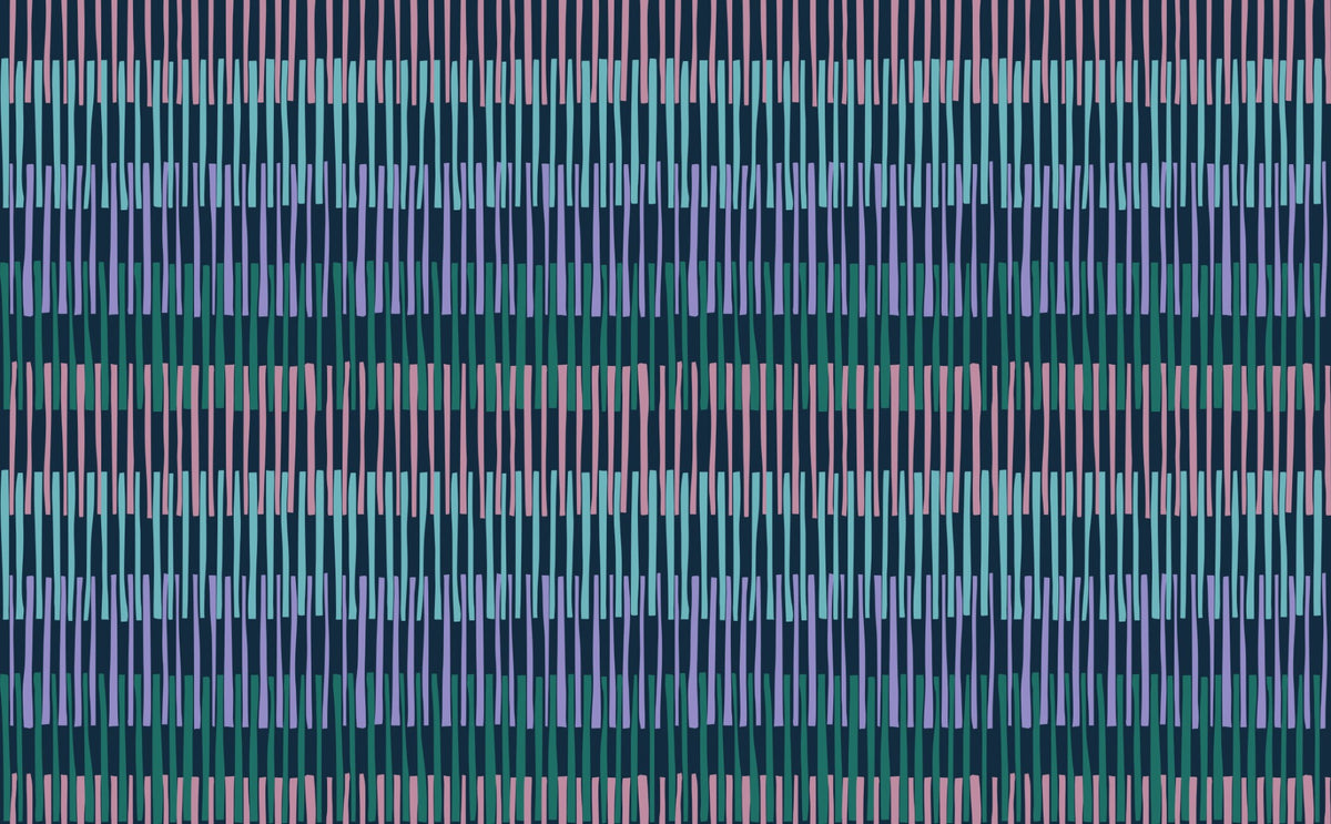 Midnight Rhythmic Striped Wallpaper in your room — zoomed