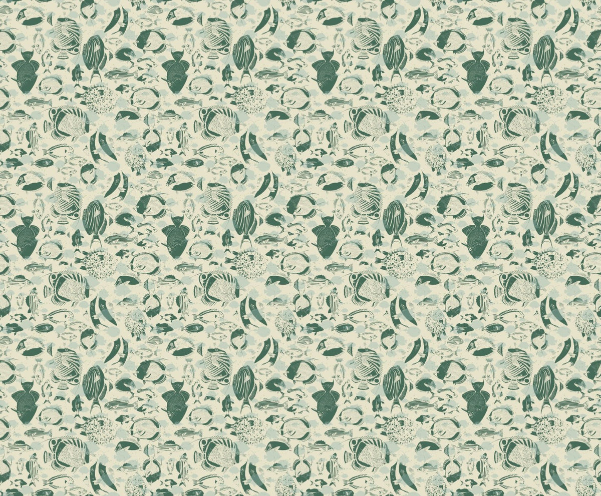 Marine Mosaic Wallpaper Mural in your room — zoomed