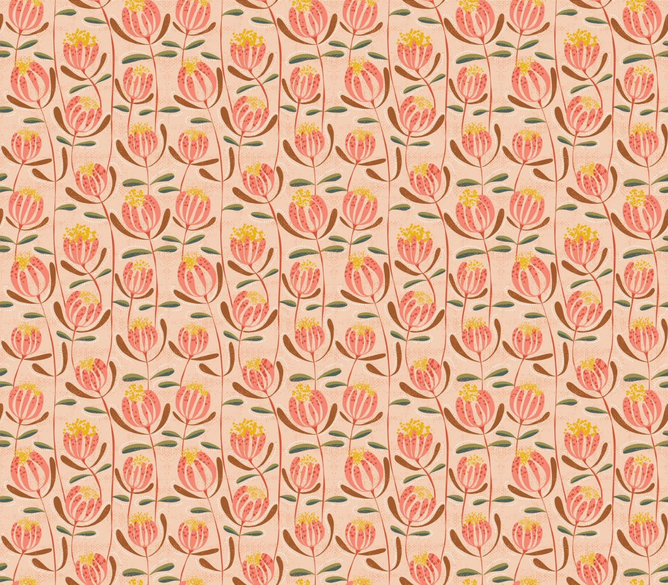 Peachy Skandi Floral Wallpaper