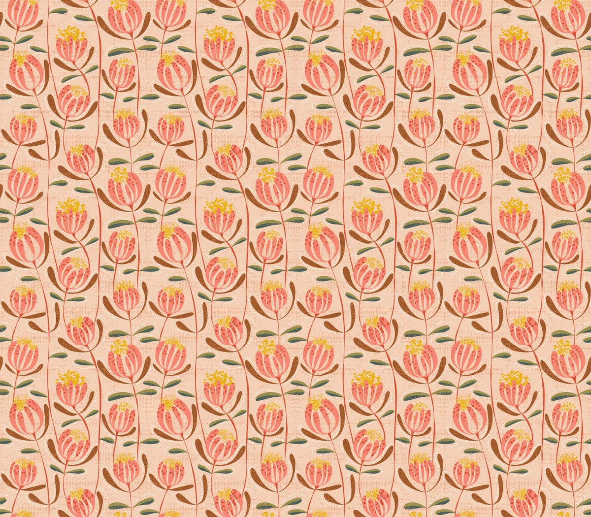 Peachy Skandi Floral Wallpaper in your room — zoomed