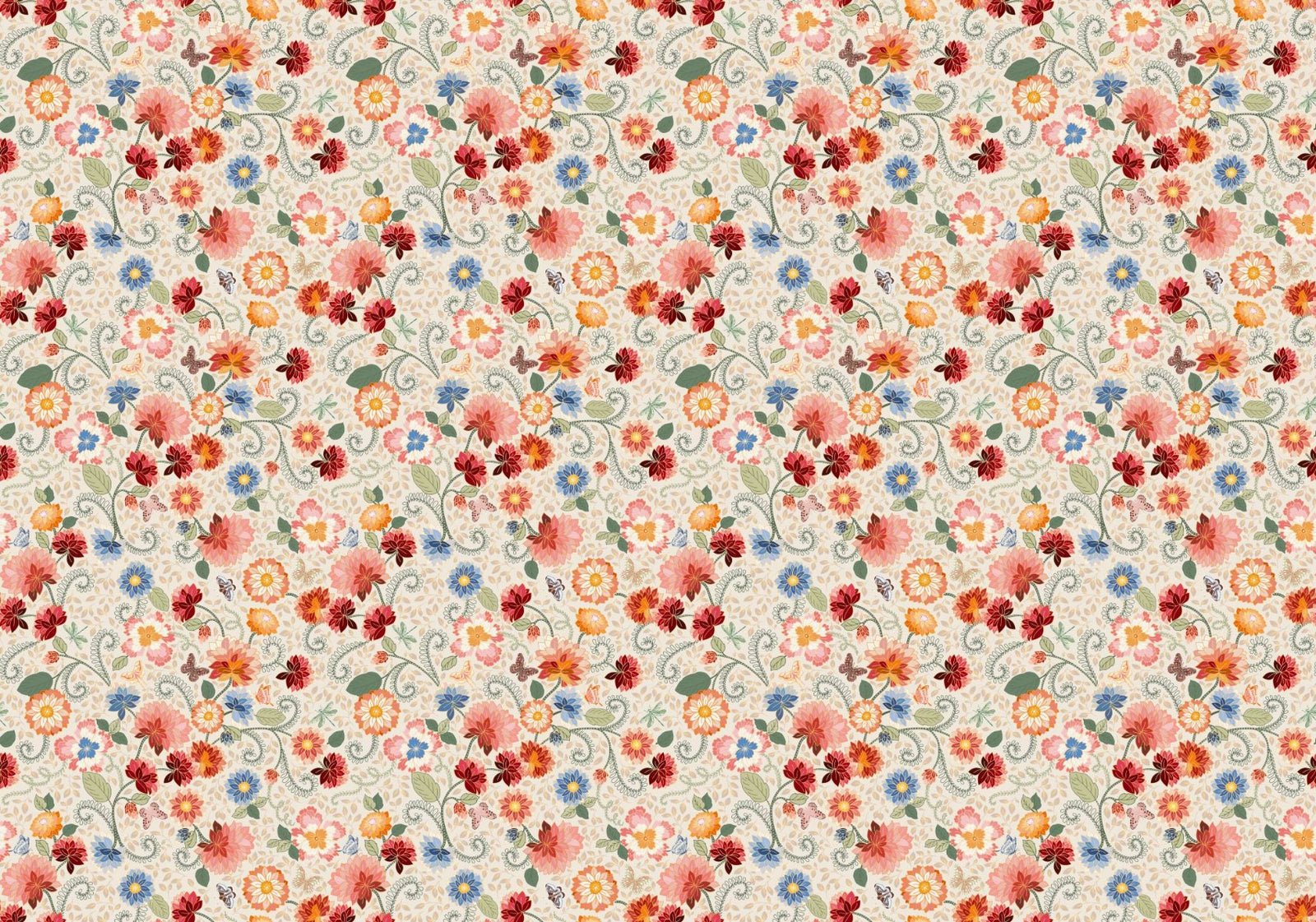 Ornate Floral Mosaic Wallpaper