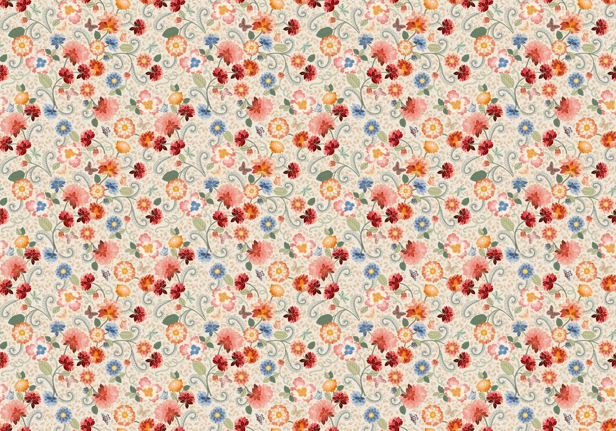 Ornate Floral Mosaic Wallpaper in your room — zoomed