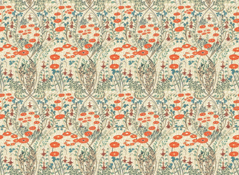 Floral Vintage Symphony Wallpaper in your room — zoomed