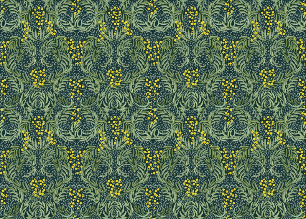 Verdant Mosaic Floral Wallpaper in your room — zoomed
