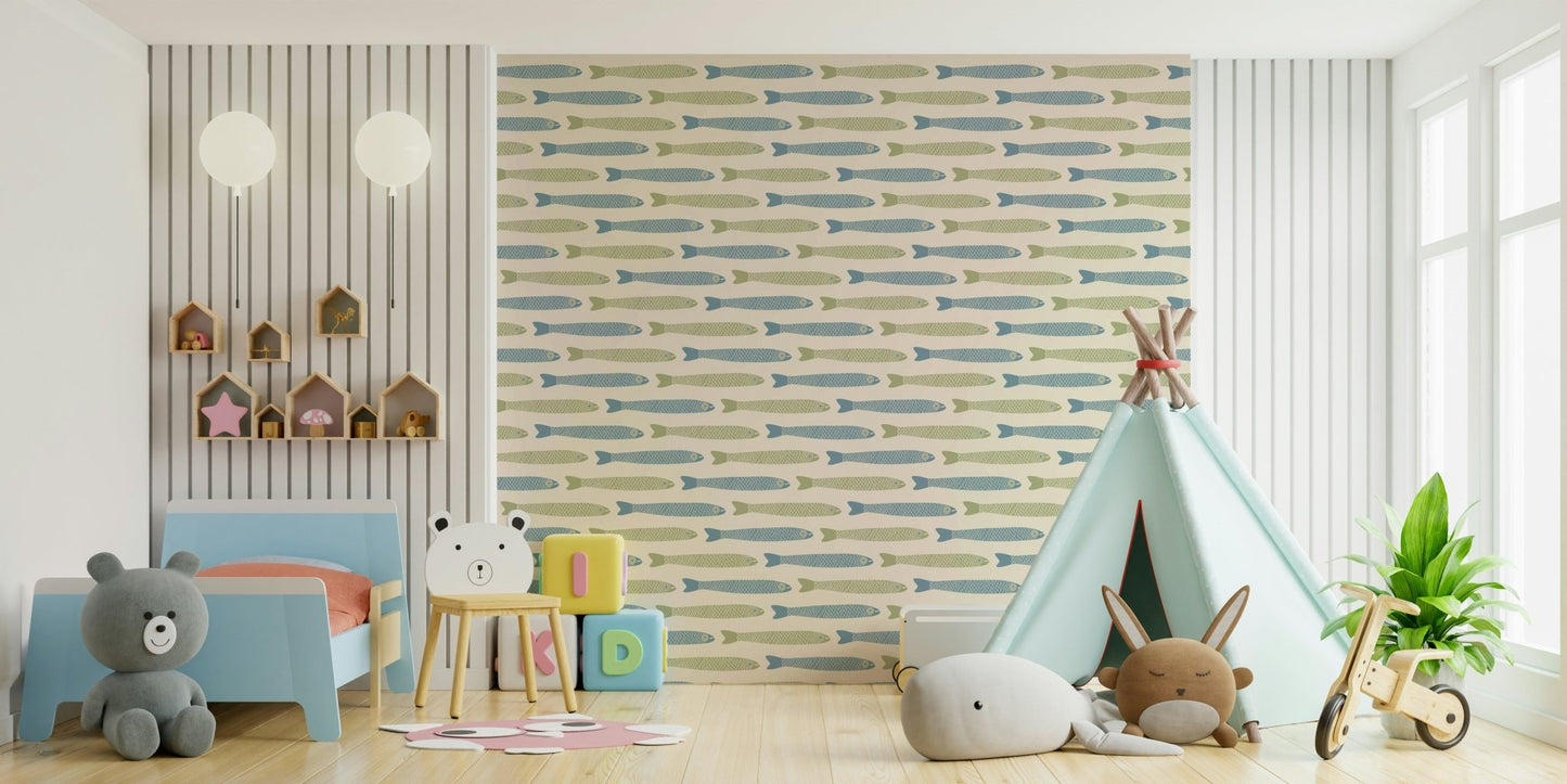 Soft color fish pattern wall mural
