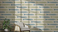 Anchovies retro fish wallpaper design
