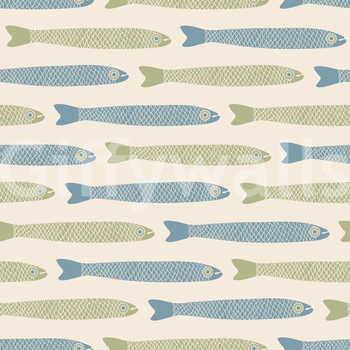 Soft color fish pattern wall mural

