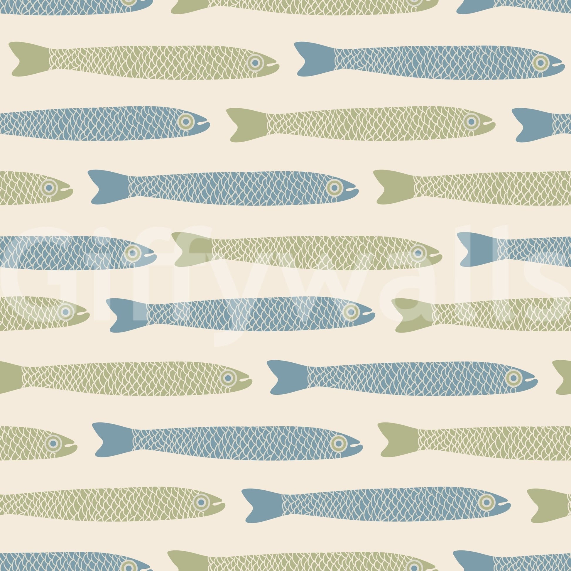 Soft color fish pattern wall mural
