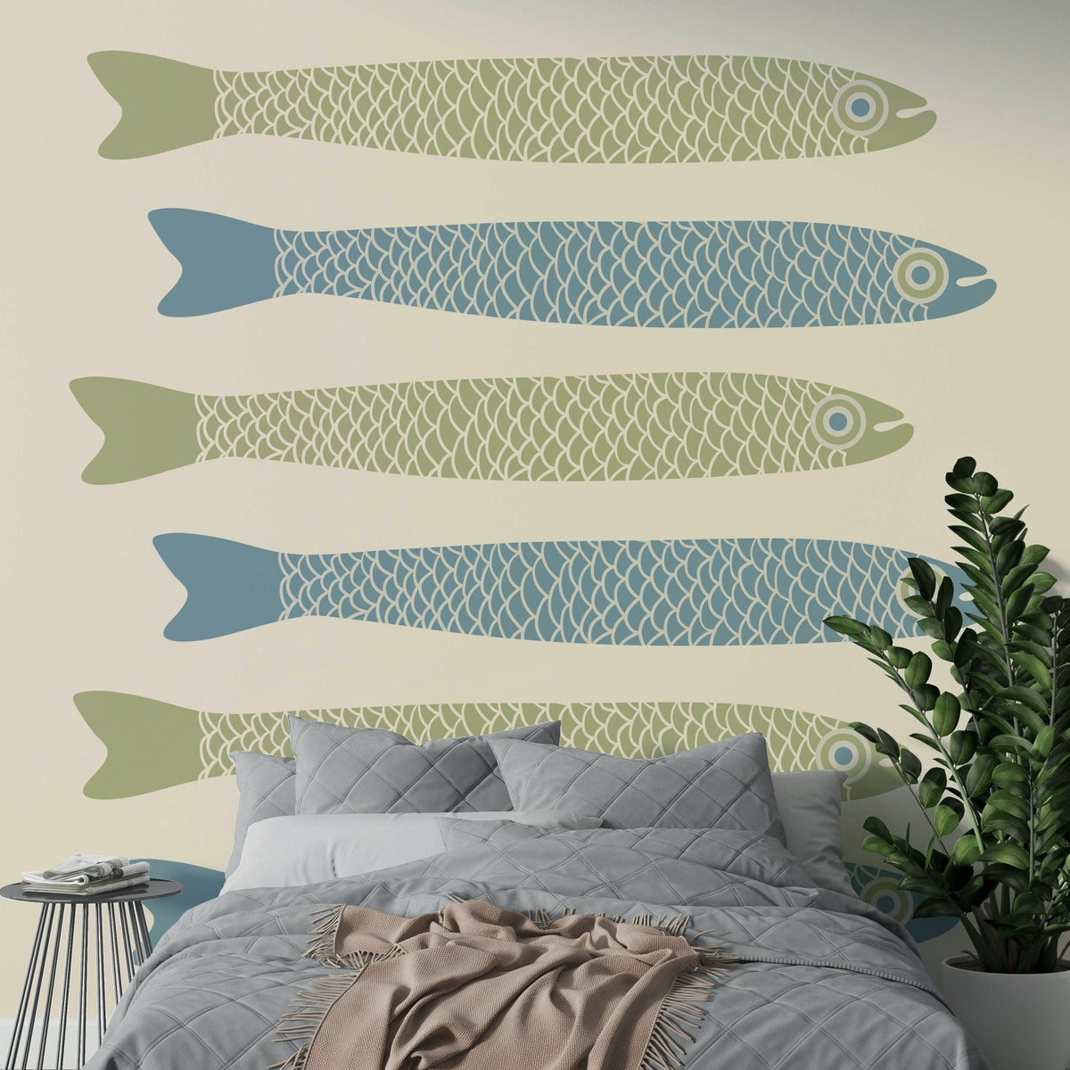 Vintage-inspired kitchen wall mural
