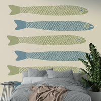 Vintage-inspired kitchen wall mural

