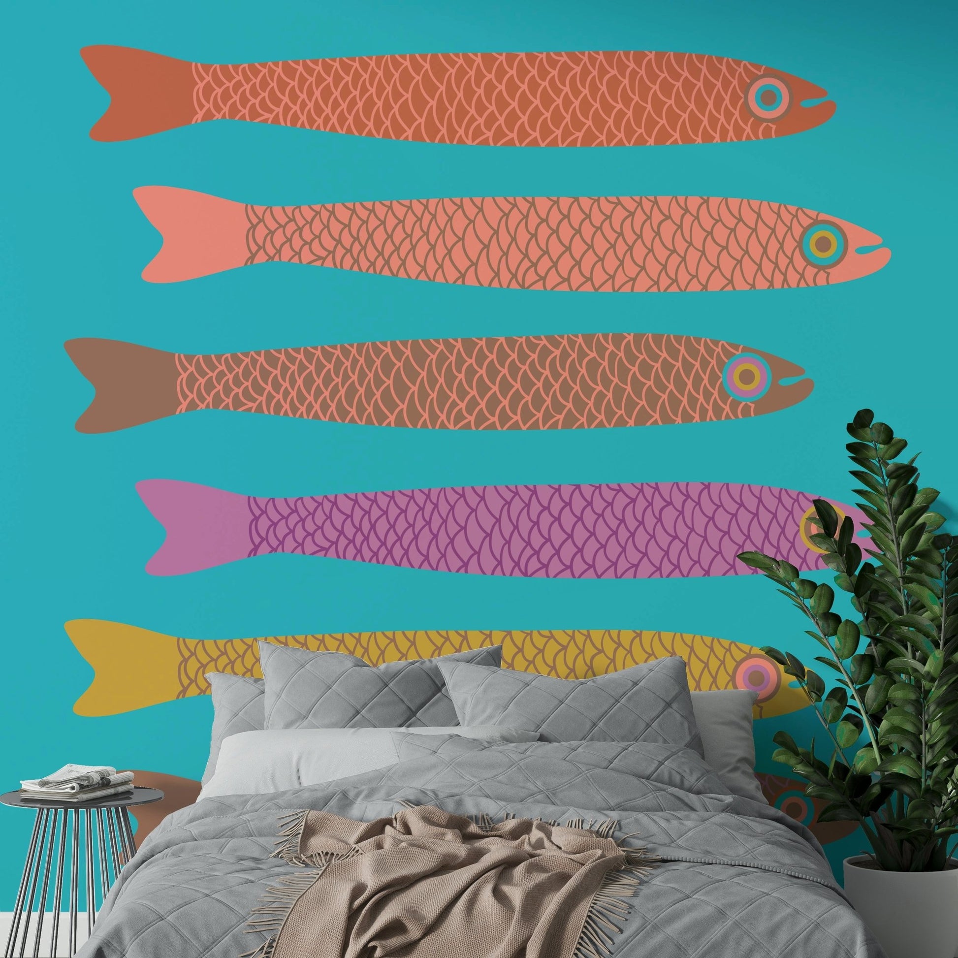 Mocha mousse brown fish on blue
