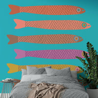 Mocha mousse brown fish on blue
